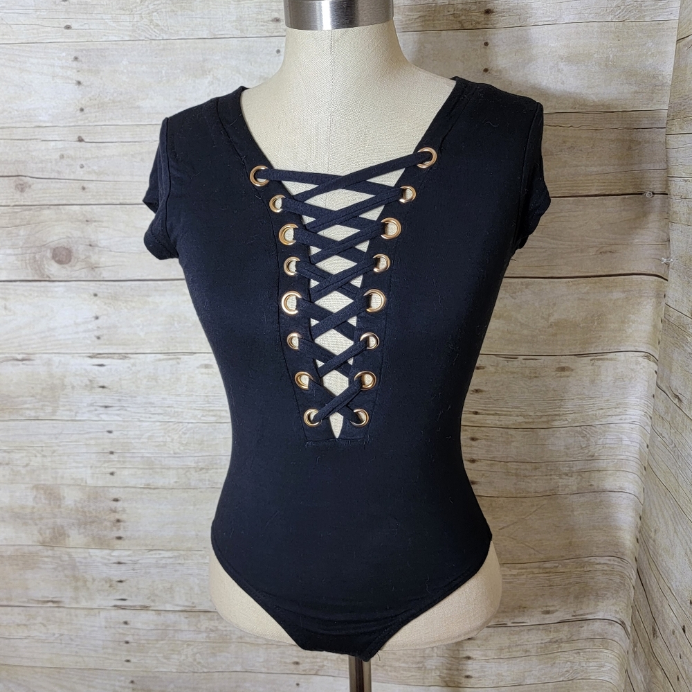 Hot a delicious black laced bodysuit